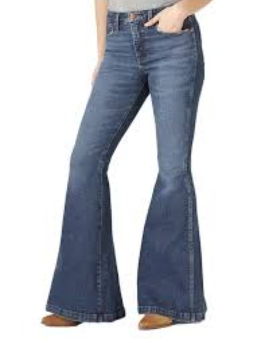 Wrangler Retro Dark Blue Wide Leg Flare Jeans Size 30x32 Stretchy